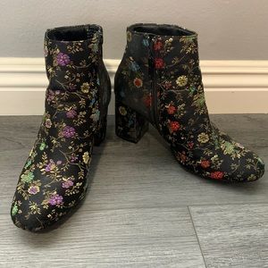 colorful floral black booties